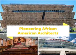 Montage of 3 photographs illustrating article on Black Architects
