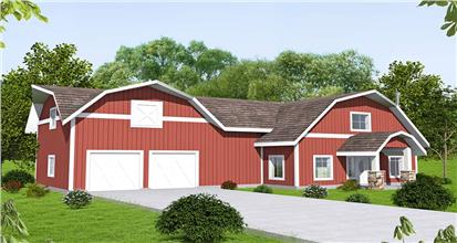 Barn style home in red with 5 bedrooms, 3 full baths, and 2875 sq. ft. of finished living space